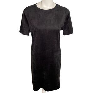 Zara Trafaluc Collection Sheath Shift Dress Womens LARGE Black Short Sleeve Soft
